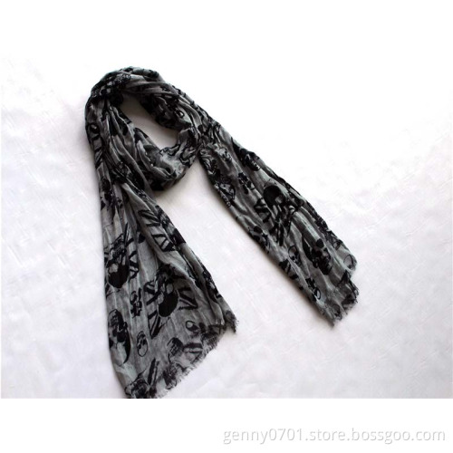 Fashion skull printing scarf